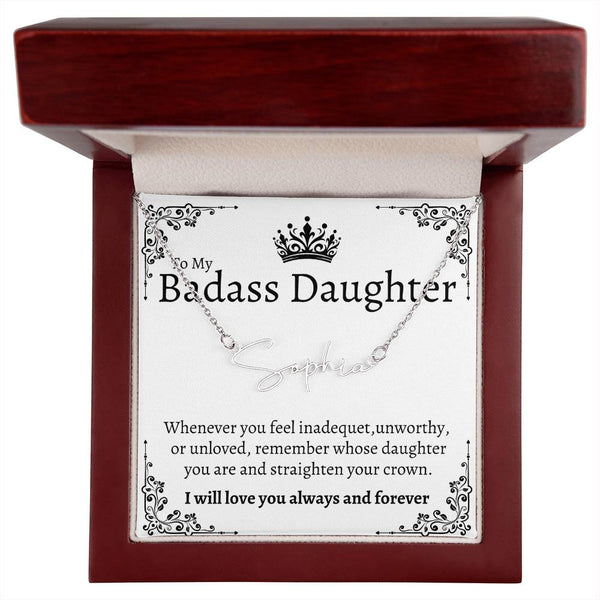 Badass Daughter Name necklace - Wht.