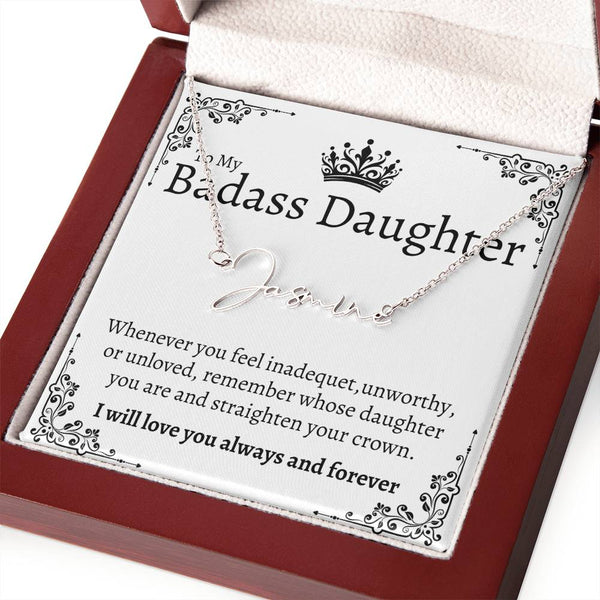 Badass Daughter Name necklace - Wht.