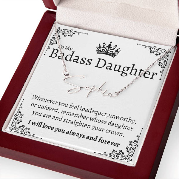Badass Daughter Name necklace - Wht.