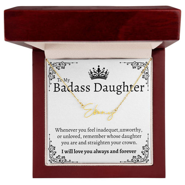 Badass Daughter Name necklace - Wht.