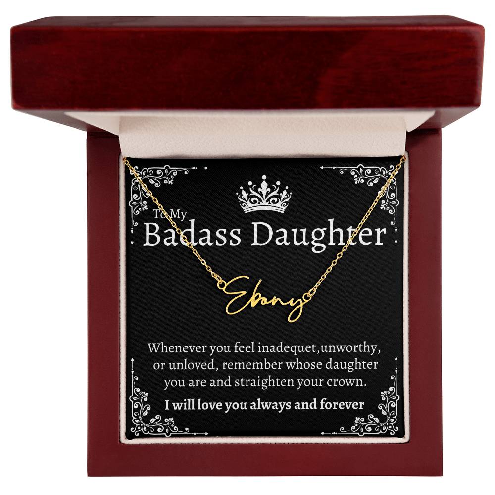 Badass Daughter Name necklace - Blk.