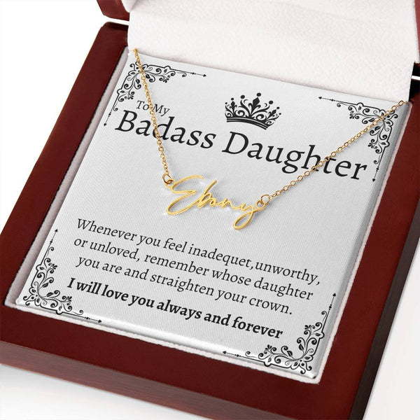 Badass Daughter Name necklace - Wht.