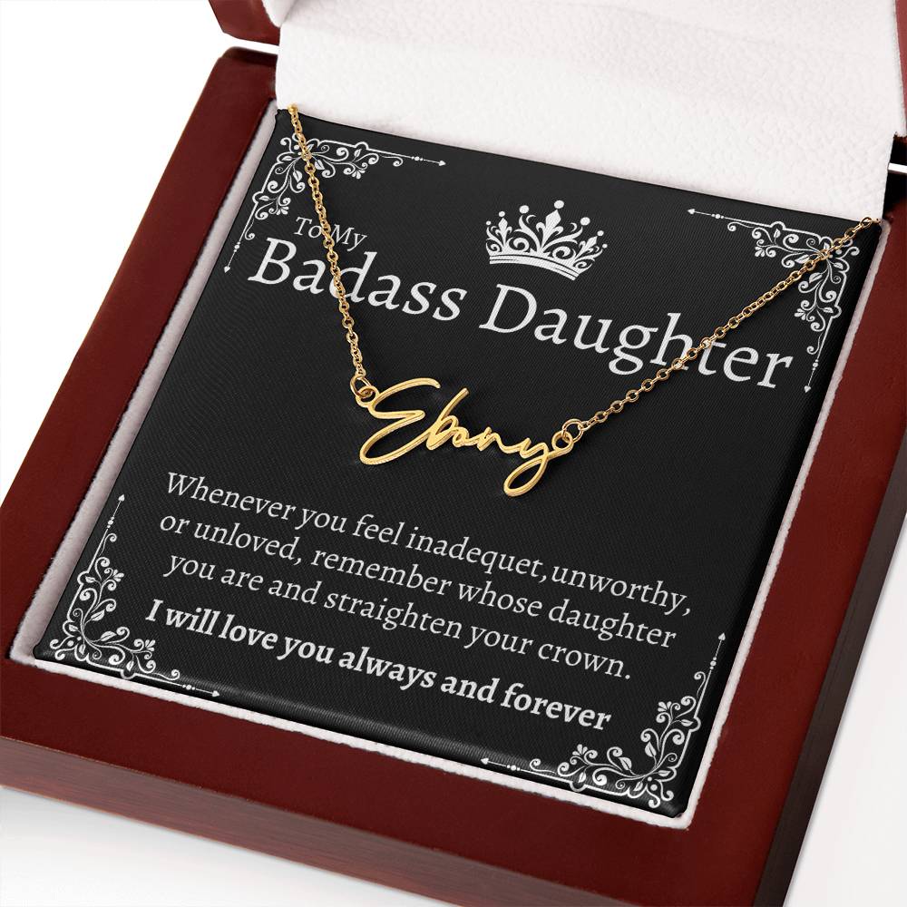 Badass Daughter Name necklace - Blk.