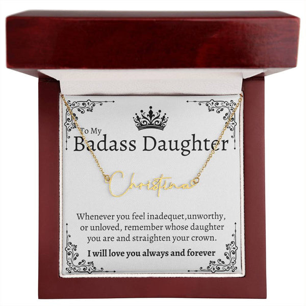 Badass Daughter Name necklace - Wht.