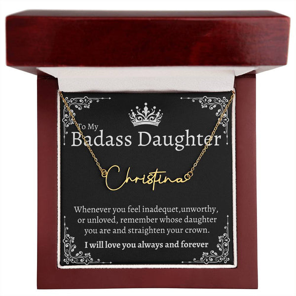 Badass Daughter Name necklace - Blk.