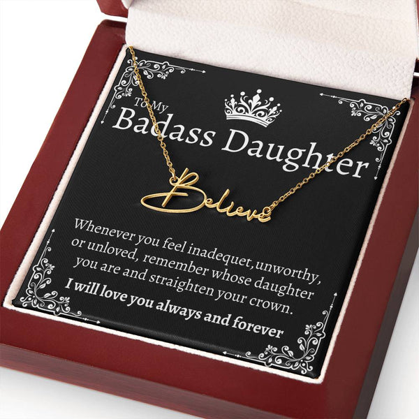 Badass Daughter Name necklace - Blk.