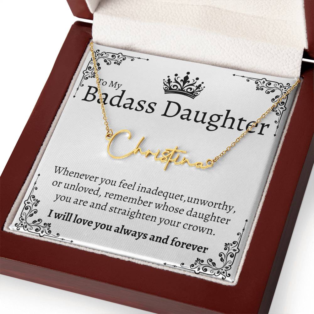 Badass Daughter Name necklace - Wht.