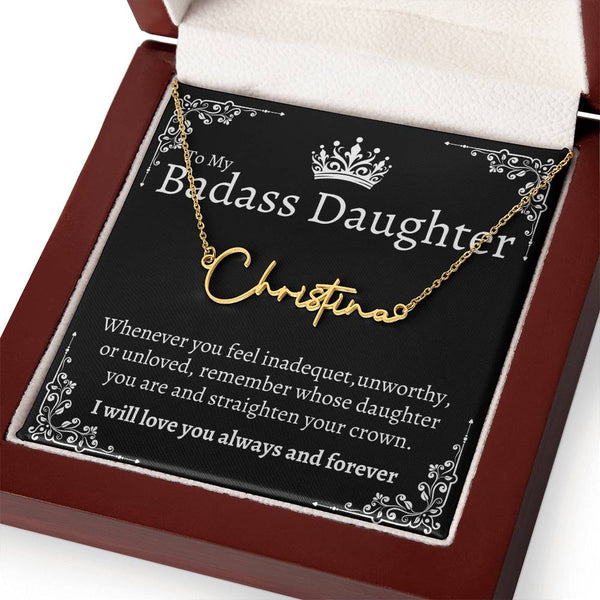 Badass Daughter Name necklace - Blk.