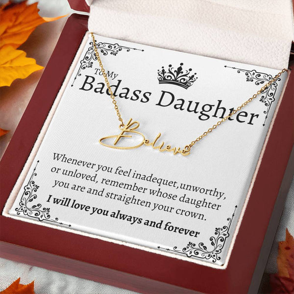 Badass Daughter Name necklace - Wht.
