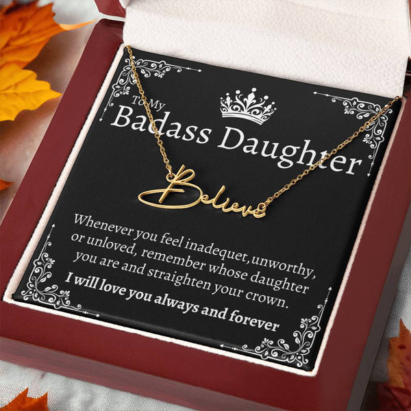 Badass Daughter Name necklace - Blk.