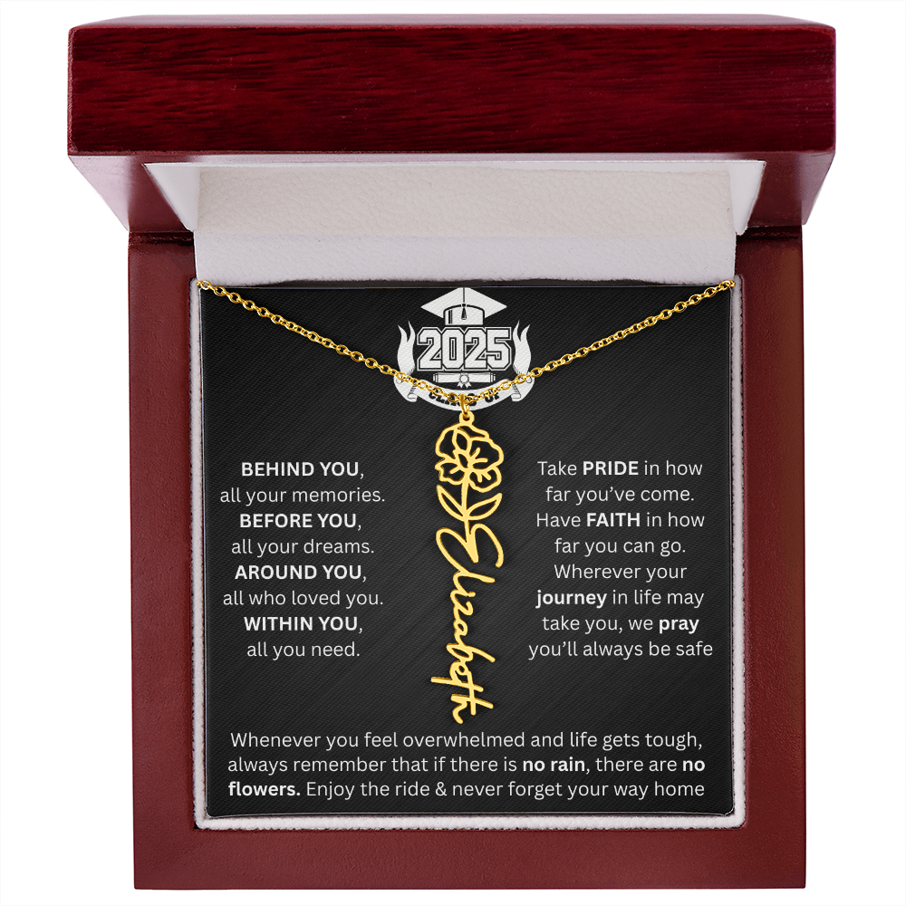 Graduation Gift | Personalized Birth Flower Necklace