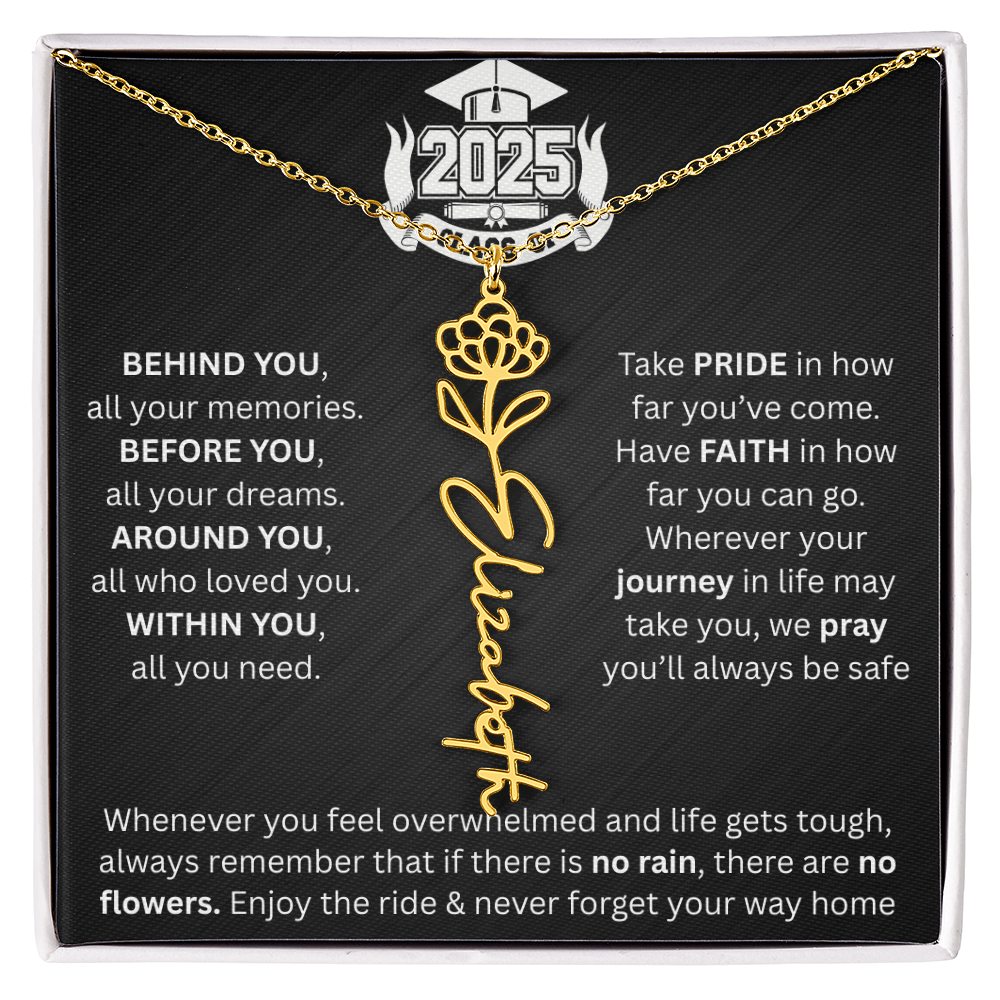 Graduation Gift | Personalized Birth Flower Necklace