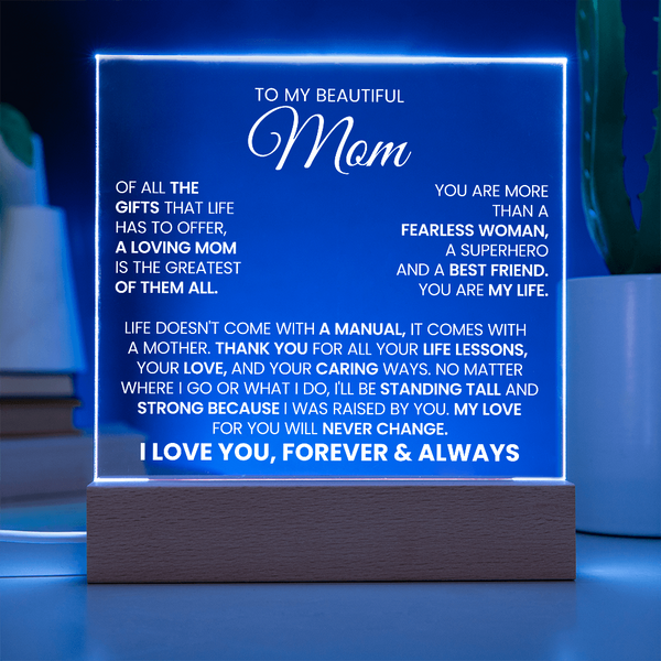 To My Beautiful Mom | You Are My Life | Acrylic Plaque