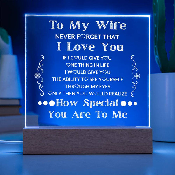 To My Wife LED Square Acylic