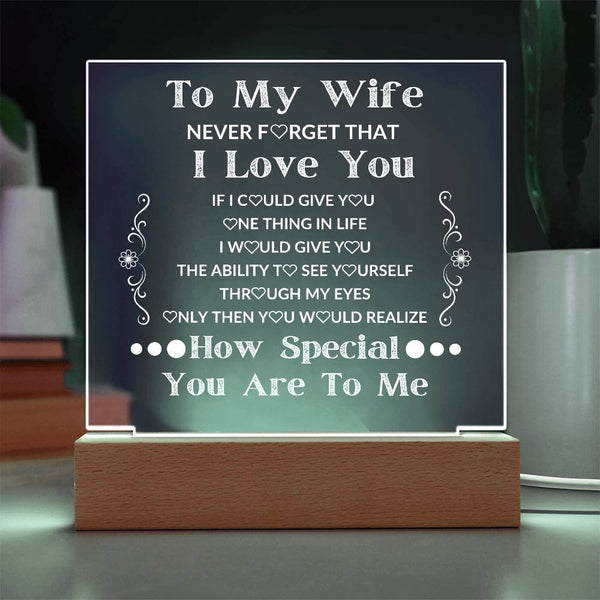 To My Wife LED Square Acylic