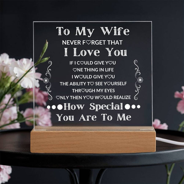 To My Wife LED Square Acylic