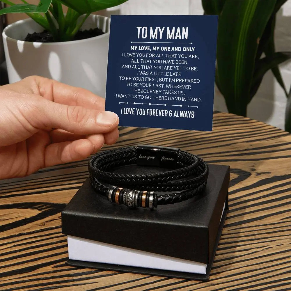 To My Man | I Love You Forever| Men's "Love You Forever" Bracelet