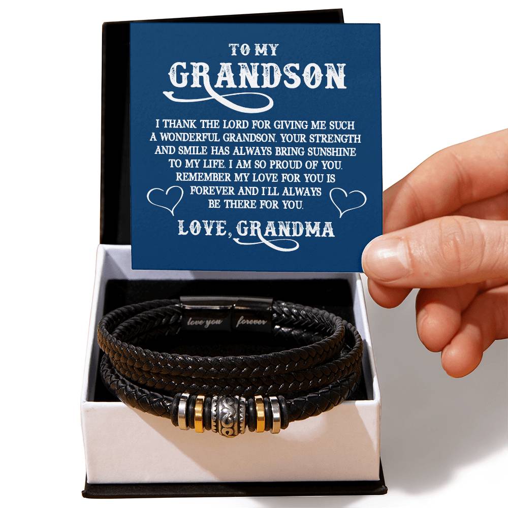 To My Grandson | Love Grandma | Men's "Love You Forever" Bracelet