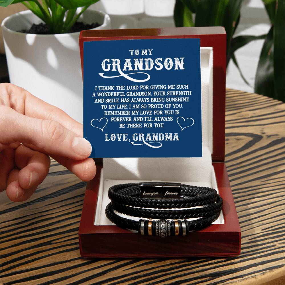 To My Grandson | Love Grandma | Men's "Love You Forever" Bracelet