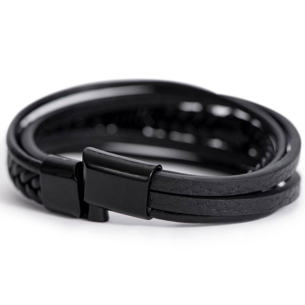 Thank You Dad | The Righteous Man | Men's Cross Leather Bracelet