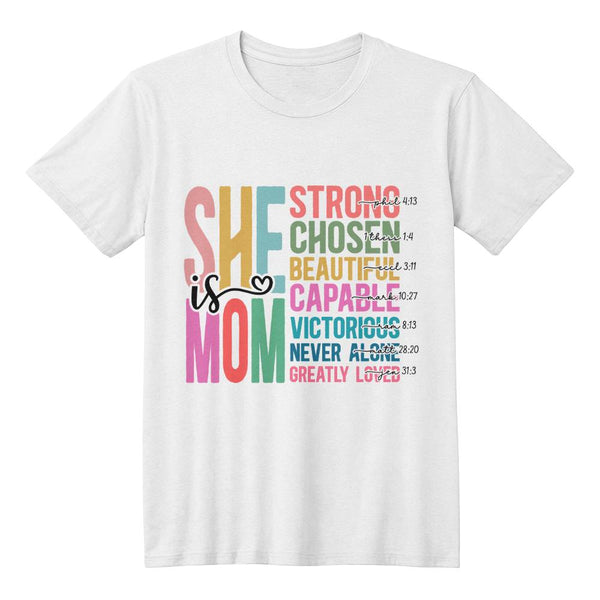 She Is Mom Strong ,Chosen, Beautiful- Canvas T-Shirt