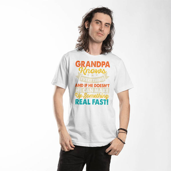 Grandpa Knows Everything- Canvas T-Shirt