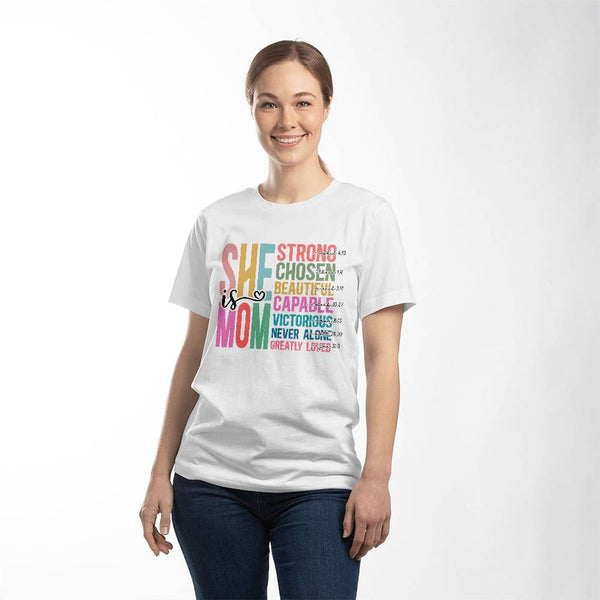 She Is Mom Strong ,Chosen, Beautiful- Canvas T-Shirt
