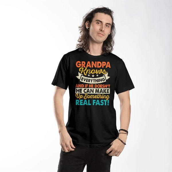 Grandpa Knows Everything- Canvas T-Shirt