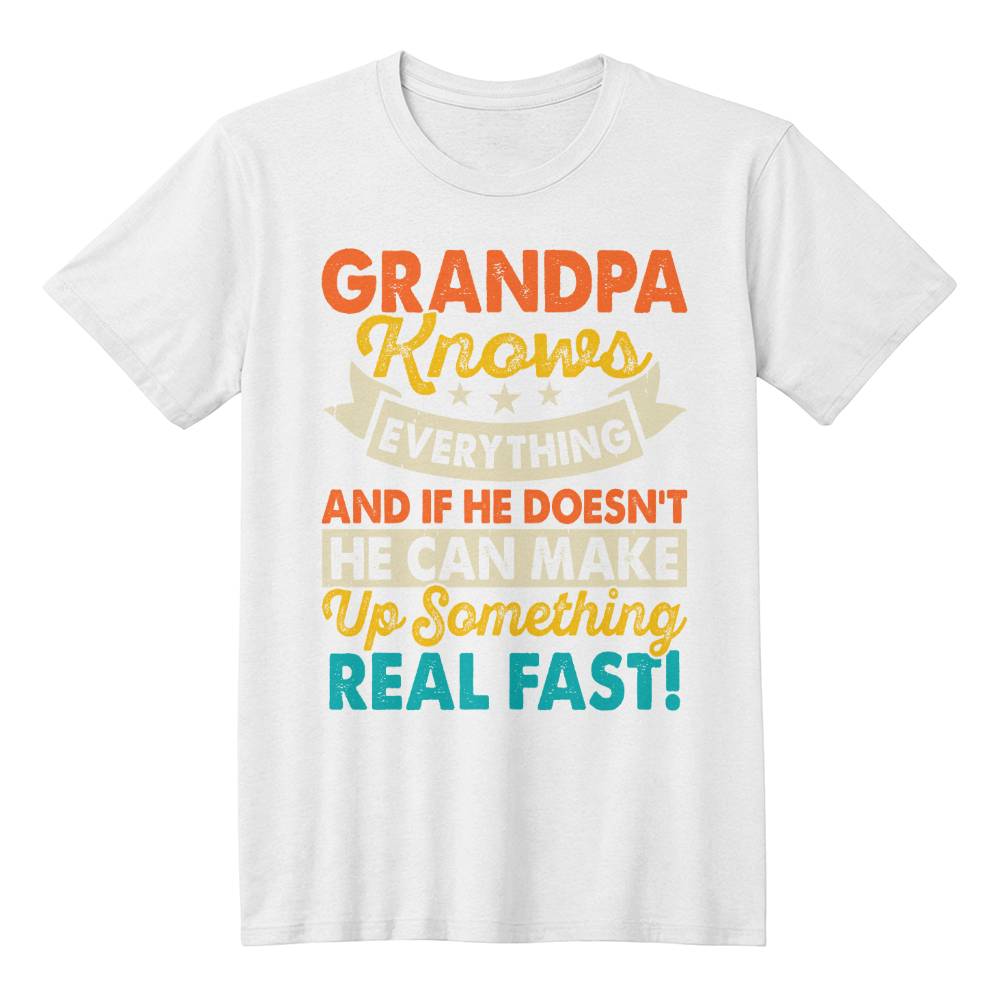 Grandpa Knows Everything- Canvas T-Shirt