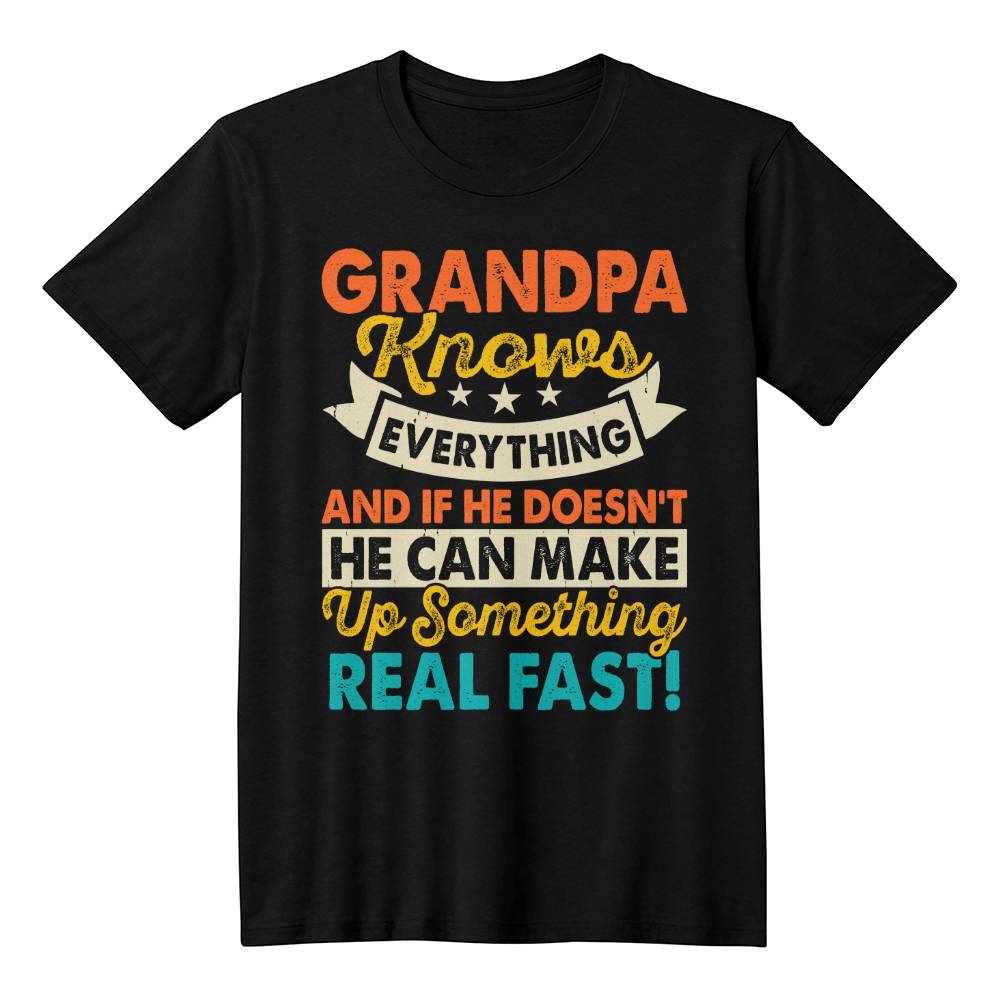 Grandpa Knows Everything- Canvas T-Shirt
