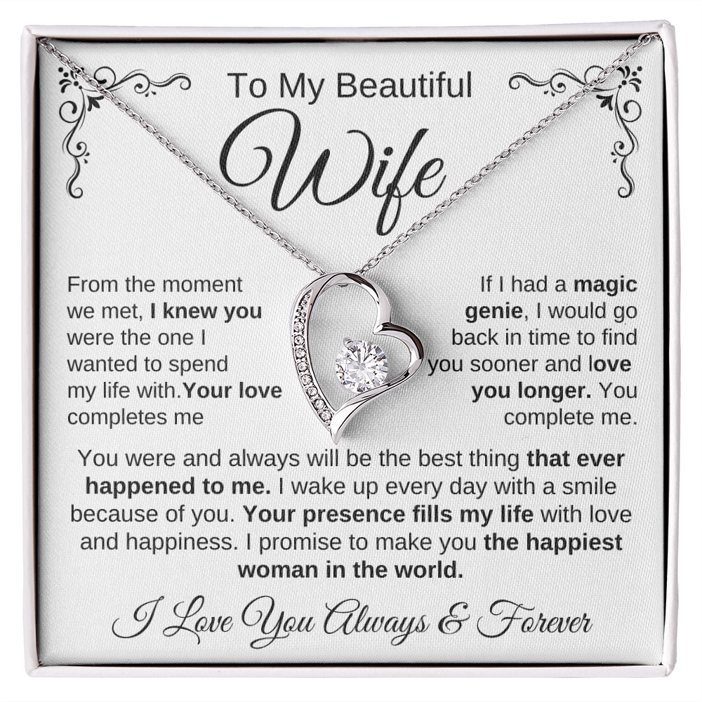 To My Beautiful Wife | Your Presence Fills My Life | Forever Love Necklace