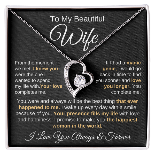To My Beautiful Wife | Your Presence Fills My Life | Love Knot Necklace