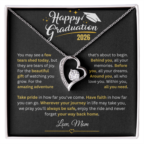 To Our Graduate" Forever Love Heart Necklace | Handcrafted Graduation Gift Box Set