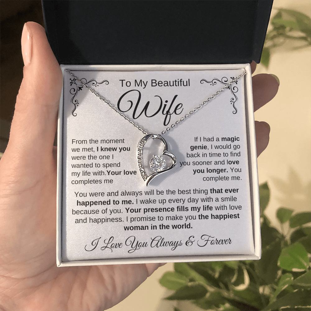 To My Beautiful Wife | Your Presence Fills My Life | Forever Love Necklace