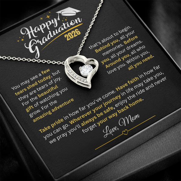 To Our Graduate" Forever Love Heart Necklace | Handcrafted Graduation Gift Box Set