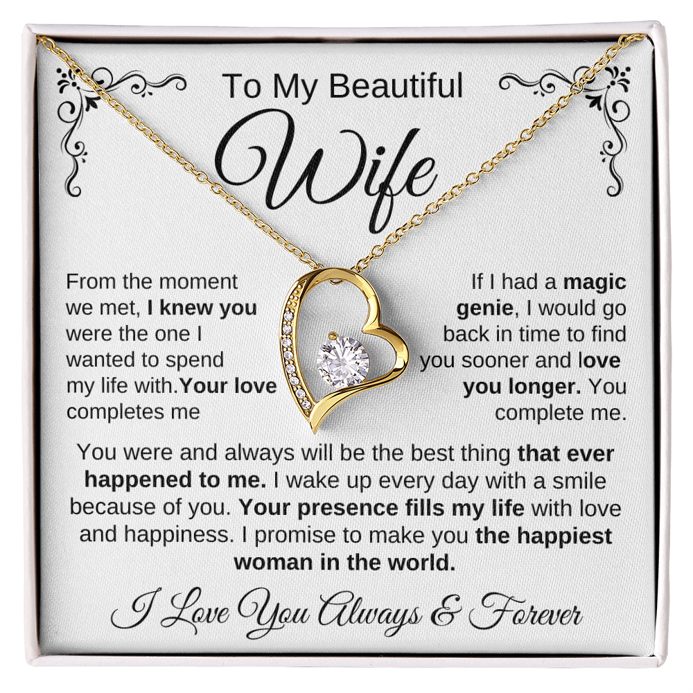 To My Beautiful Wife | Your Presence Fills My Life | Forever Love Necklace