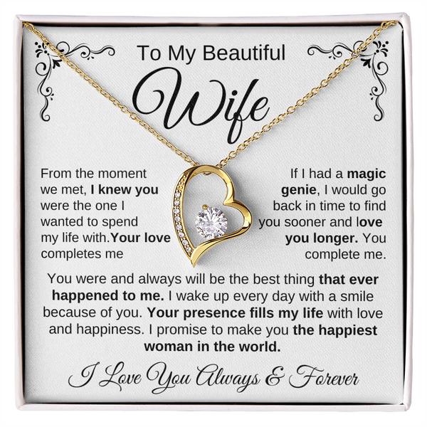 To My Beautiful Wife | Your Presence Fills My Life | Forever Love Necklace