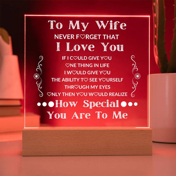 To My Wife LED Square Acylic