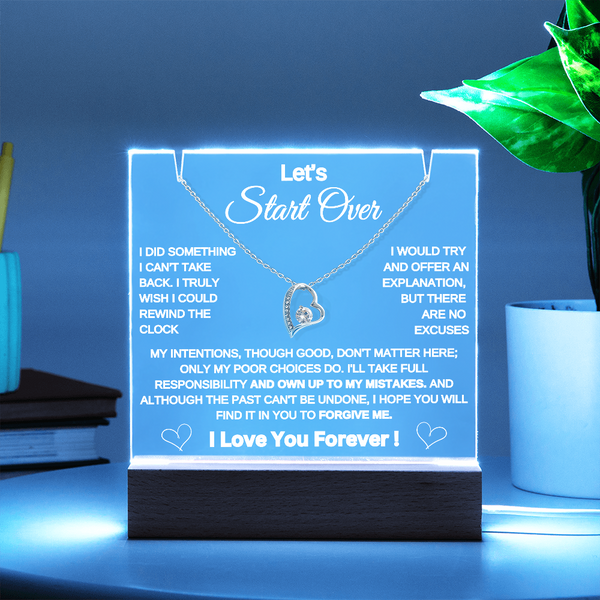 Let's Start Over | Forgive Me | Forever Love Necklace | LED Acrylic