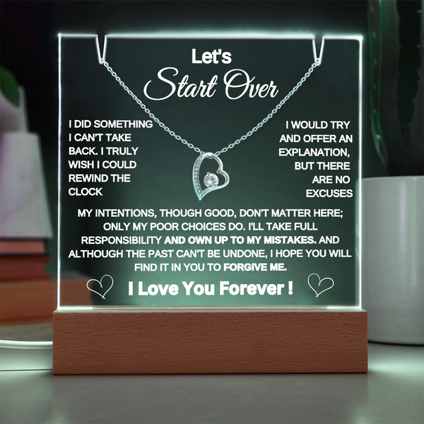 Let's Start Over | Forgive Me | Forever Love Necklace | LED Acrylic