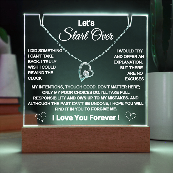 Let's Start Over | Forgive Me | Forever Love Necklace | LED Acrylic