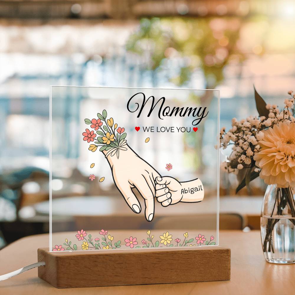 Eternal Bloom" | Personalized LED Acrylic Plaque for Mom