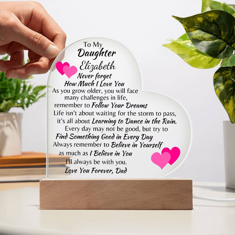 To My Daughter | Love Dad Personlized Acrylic Heart Plaque 3