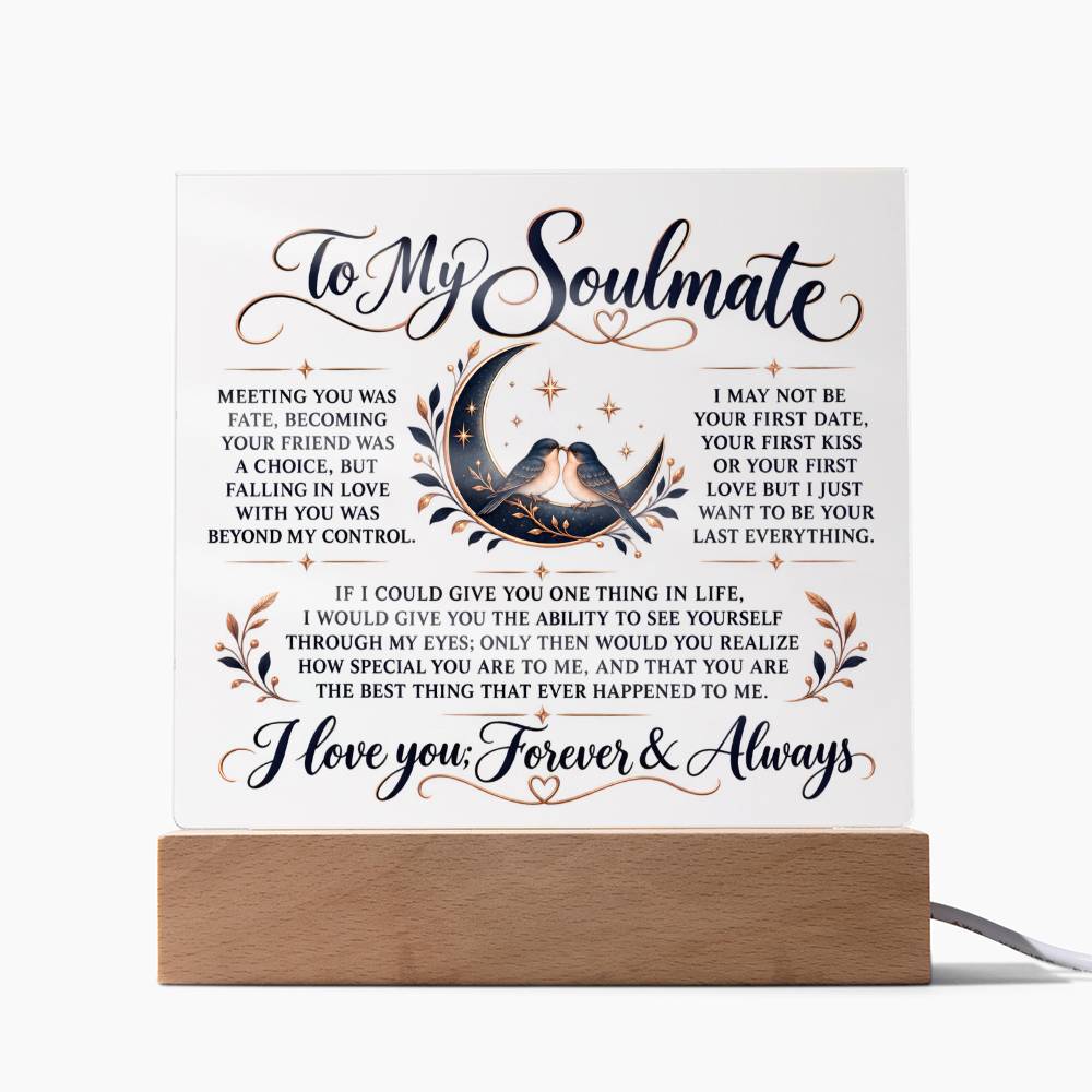 To My Soul Mate | Falling In Love | Acrylic Plaque