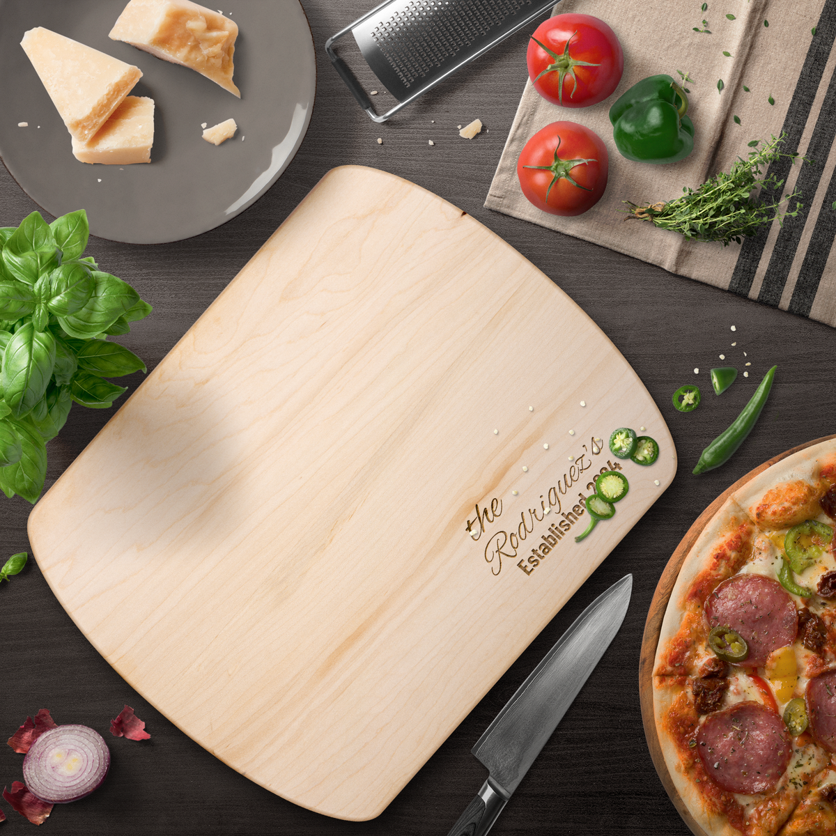 Personalized Family Name Hardwood Cutting Board