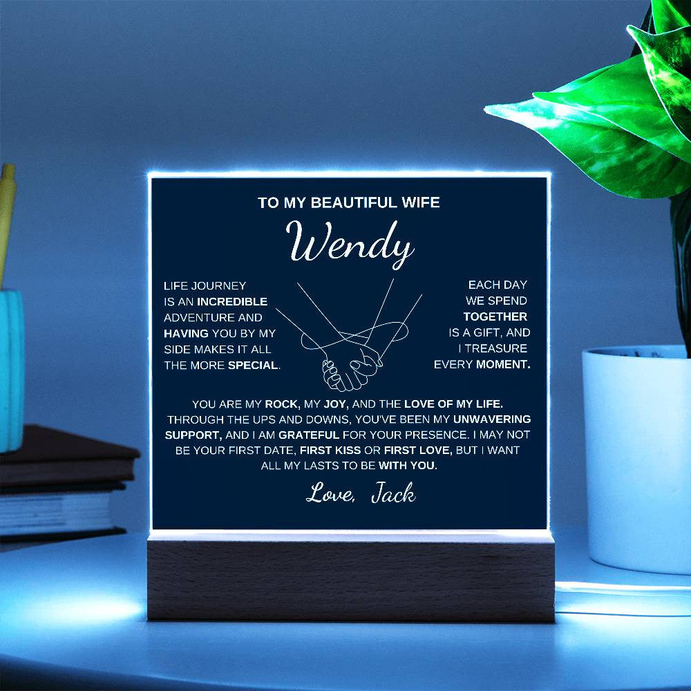 To My Beautiful Wife | My Rock | Acrylic Plaquec Square Plaque