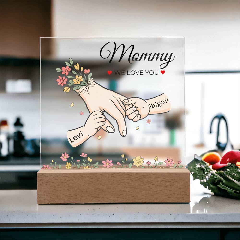 Eternal Bloom" | Personalized LED Acrylic Plaque for Mom