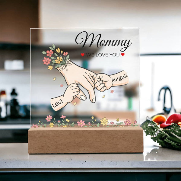 Eternal Bloom" | Personalized LED Acrylic Plaque for Mom