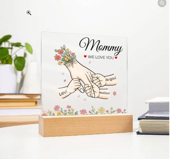 Eternal Bloom" | Personalized LED Acrylic Plaque for Mom