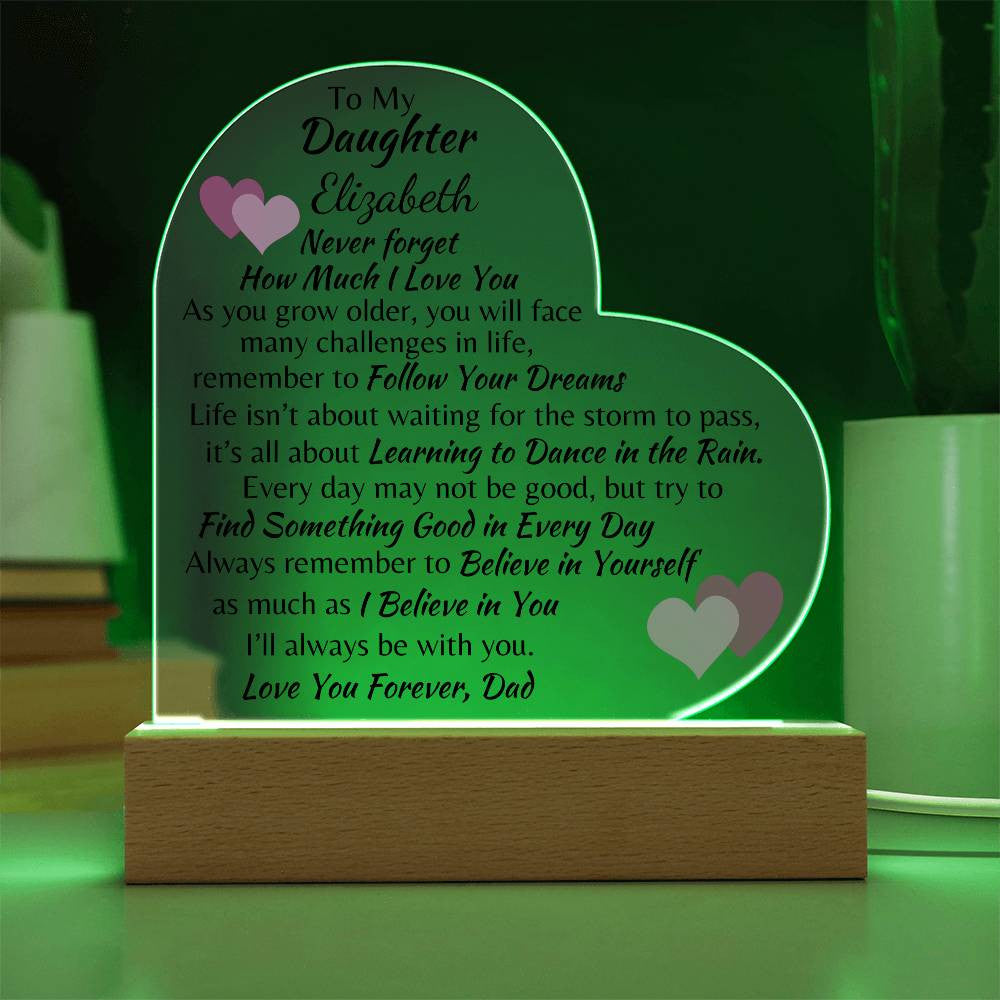 To My Daughter | Love Dad Personlized Acrylic Heart Plaque 3